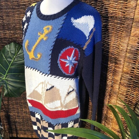 EUC! Chaus Nautical Crewneck Sweater S - Picture 5 of 10